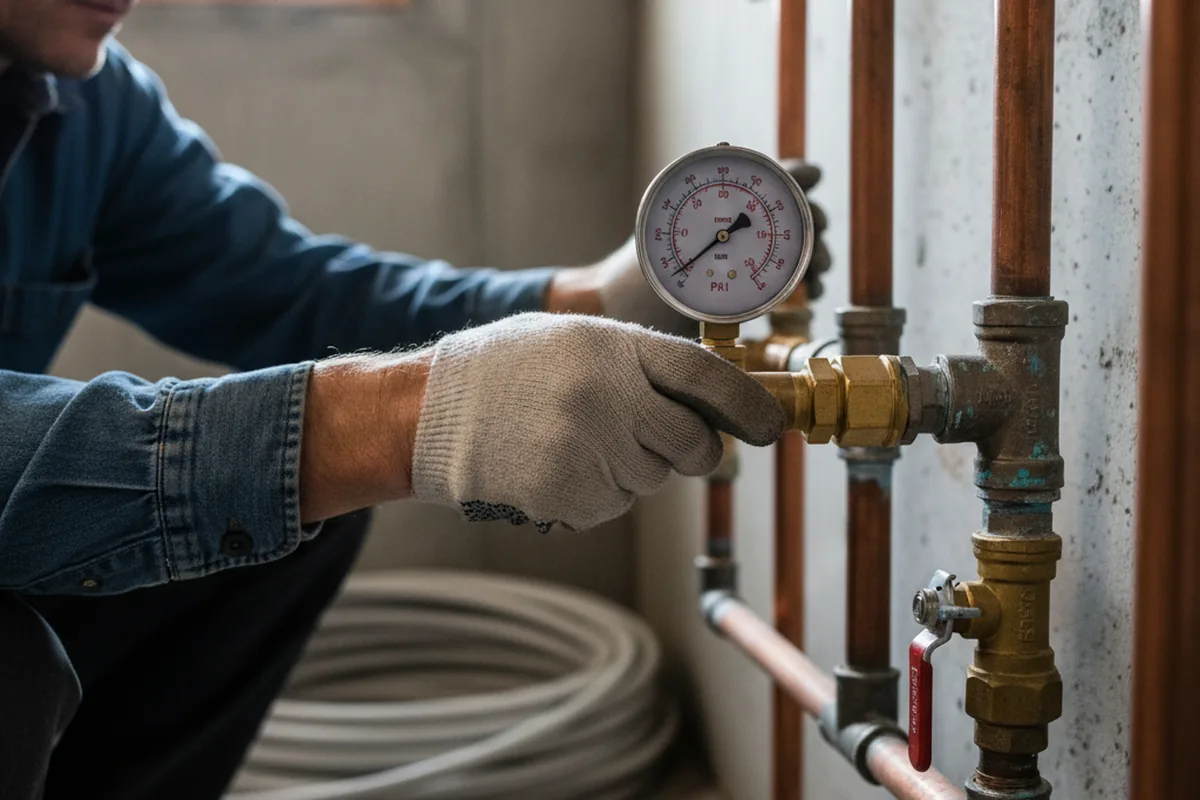 Pressure testing a repaired line during Water Line Repair in Islamorada
